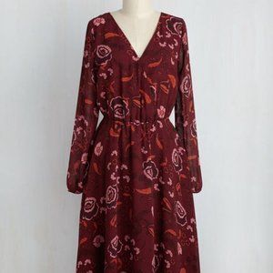 ModCloth Rust Floral Midi Dress